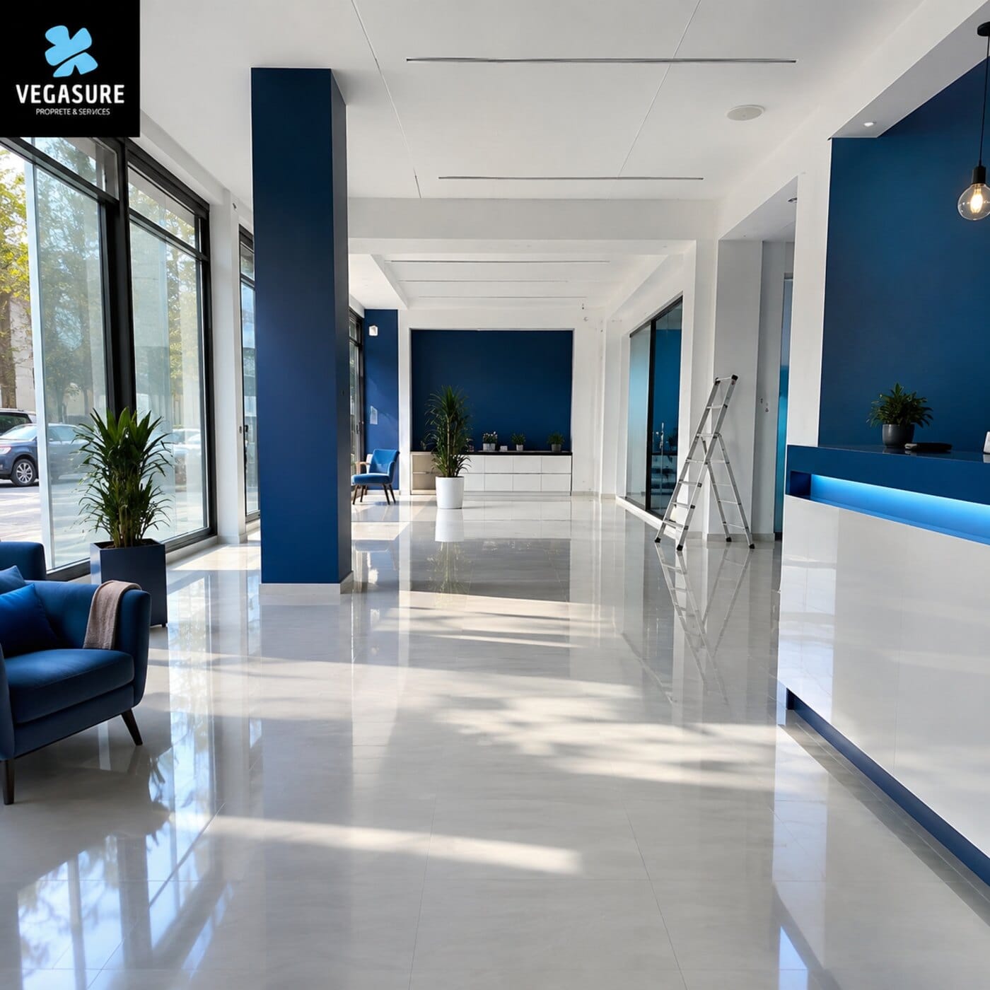 Hall d'accueil de bureaux propre et lumineux